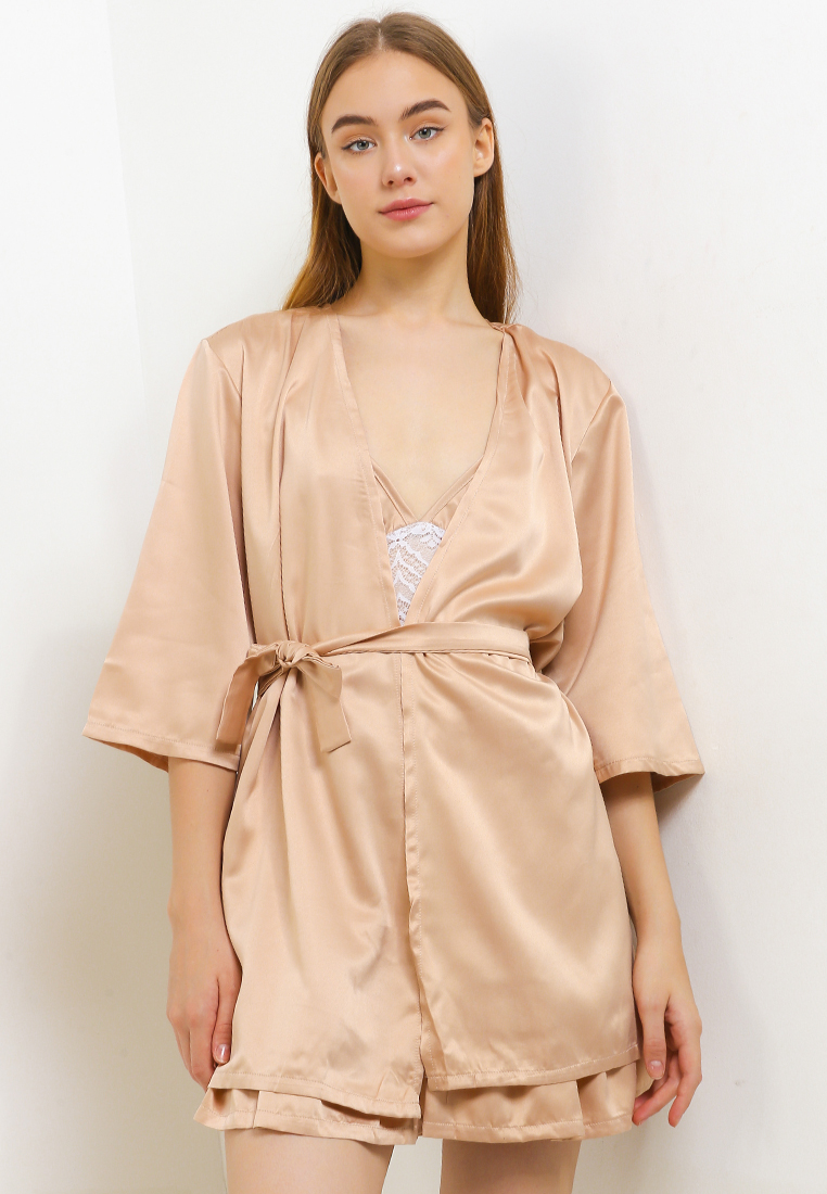 Anne Wintours Kimono Satin Silk Set Seksi Sexy Daster Tanktop Sleepwear
