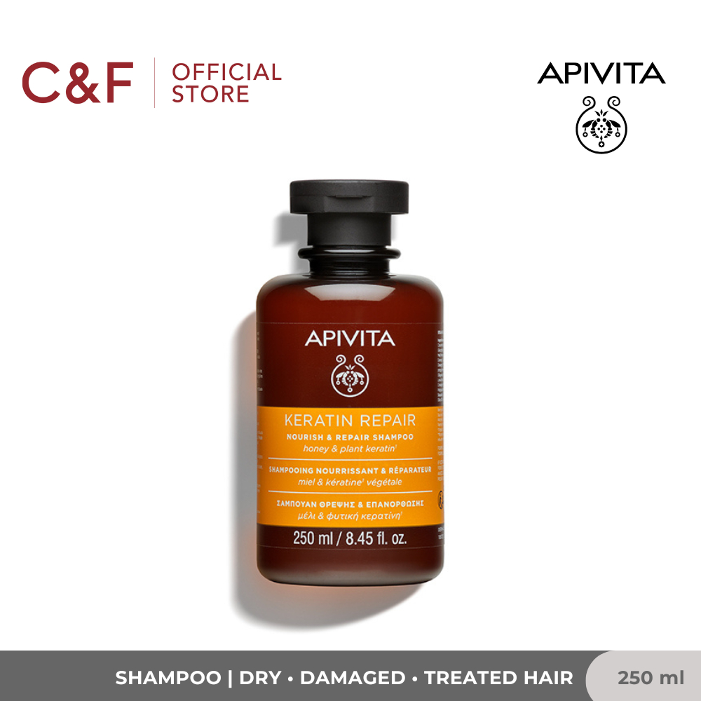 Apivita Keratin Repair Nourish & Repair Shampoo 250 ml | Sampo Natural Non SLS Untuk Rambut Rusak da