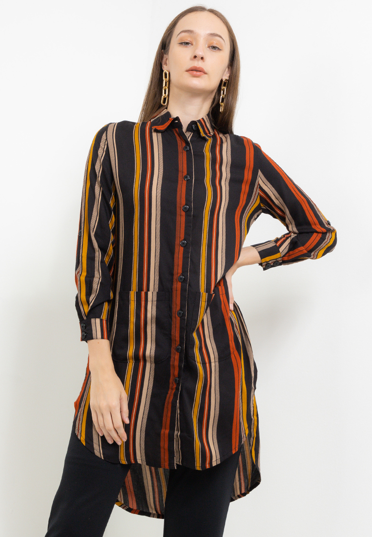 ARJUNA WEDA Tunik Motif Garis Warna