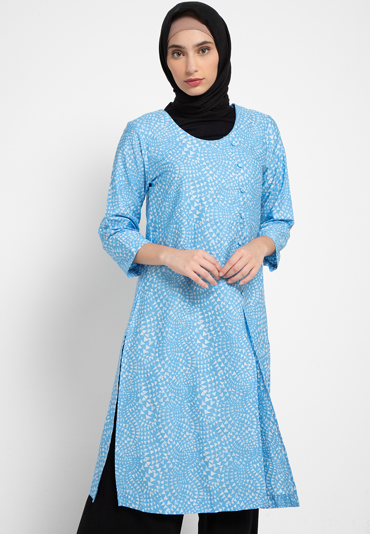 AZZAR Daisy Tunic In Blue Print
