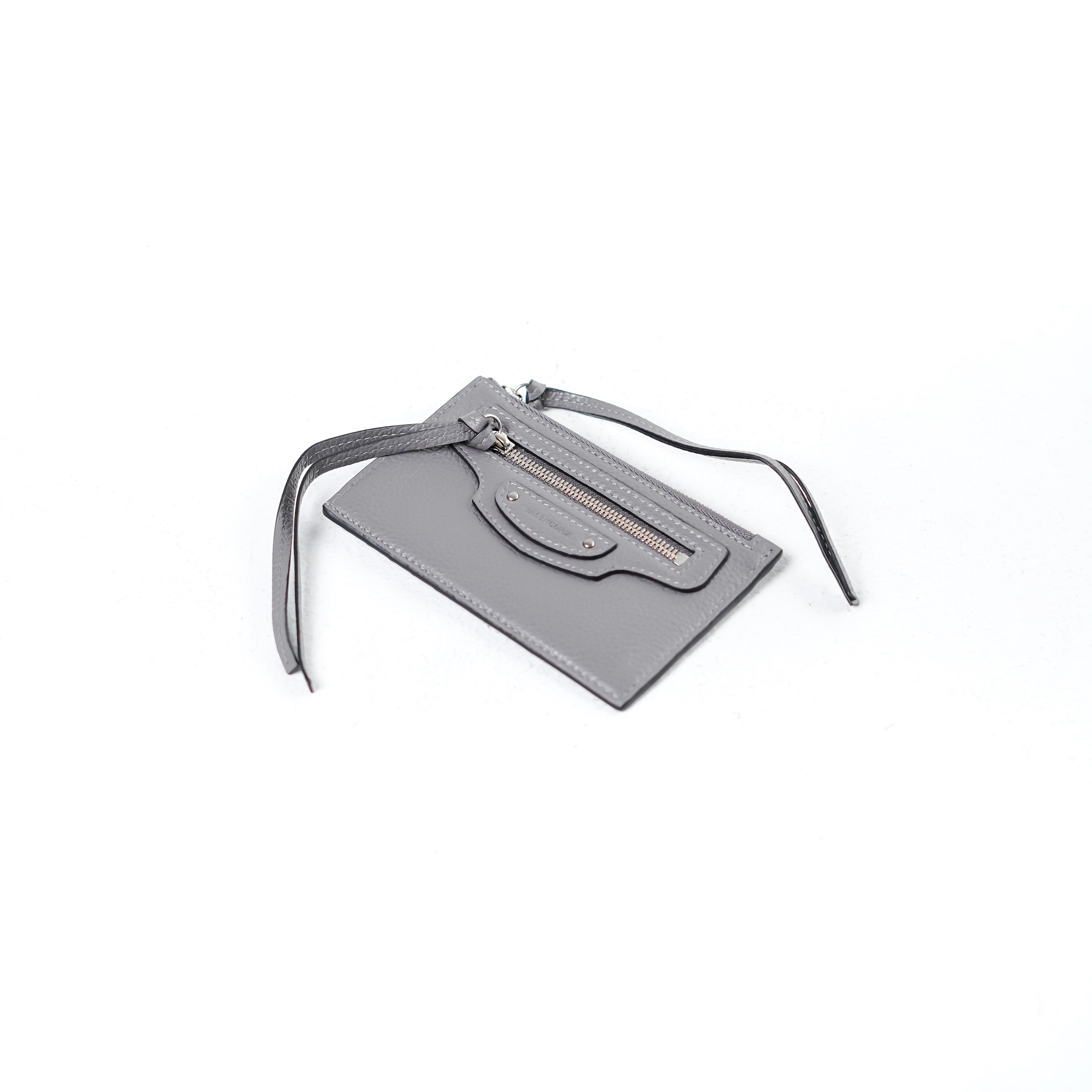 BALENCIAGA Dompet BALENCIAGA NEO CLASSIC GREY ZIP CARD WALLET 100% ORIGINAL