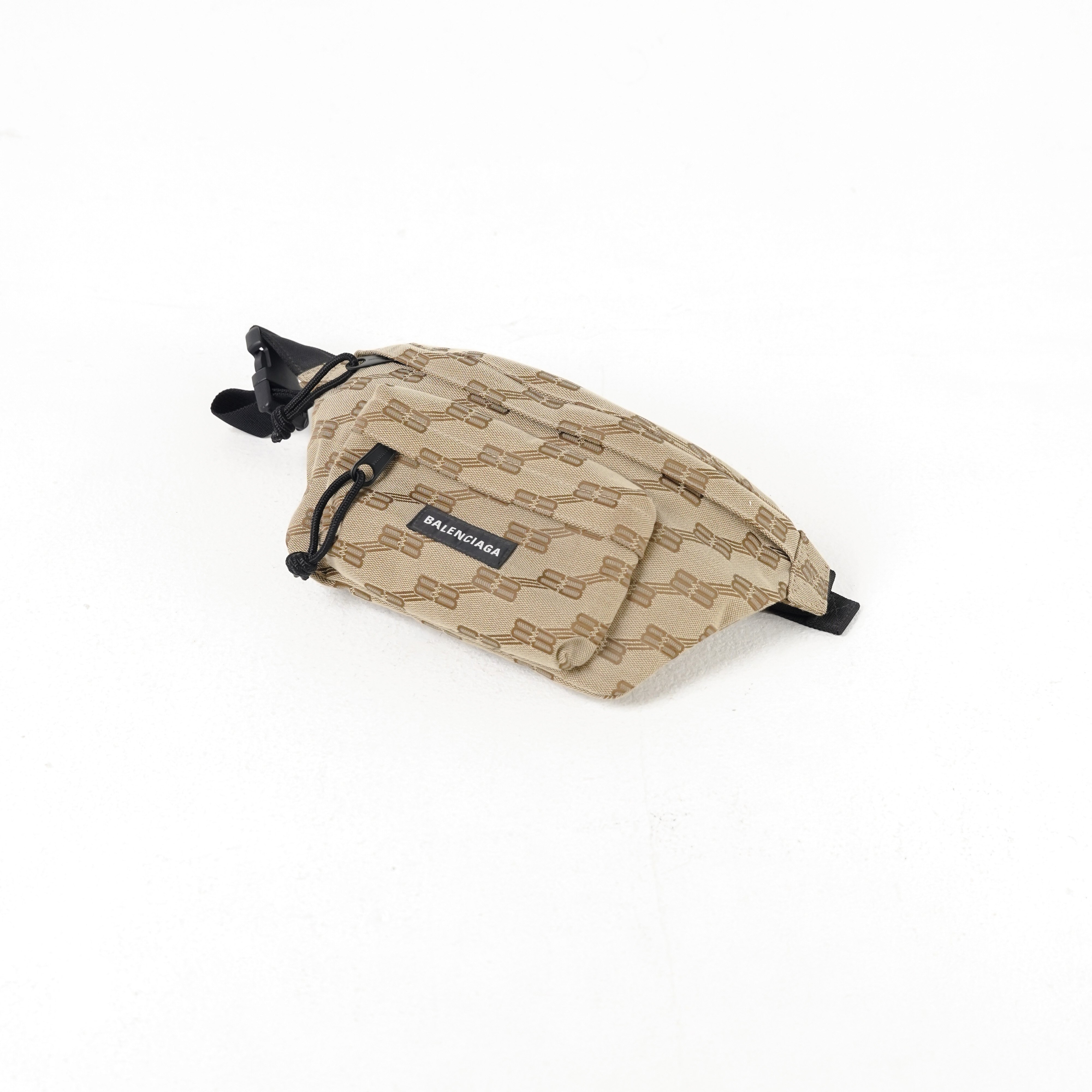 Balenciaga Tas BALENCIAGA BB MONOGRAM JACQUARD BROWN WAIST BAG 100% ORIGINAL