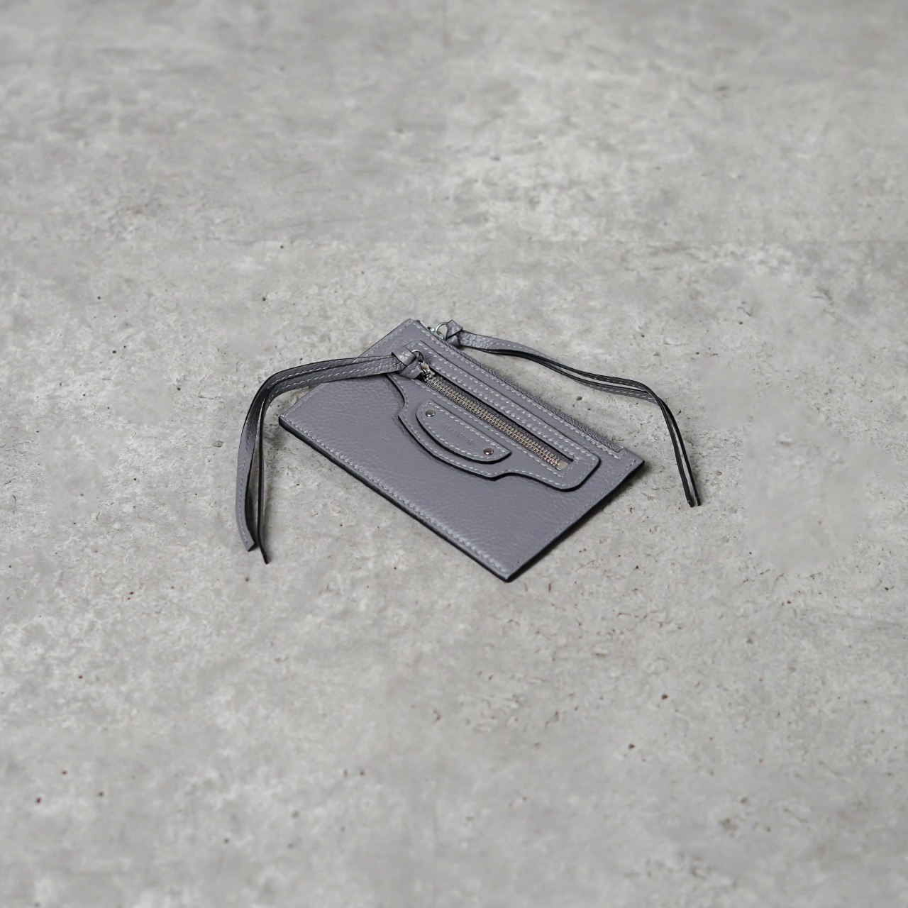 BALENCIAGA Dompet BALENCIAGA NEO CLASSIC GREY ZIP CARD WALLET 100% ORIGINAL