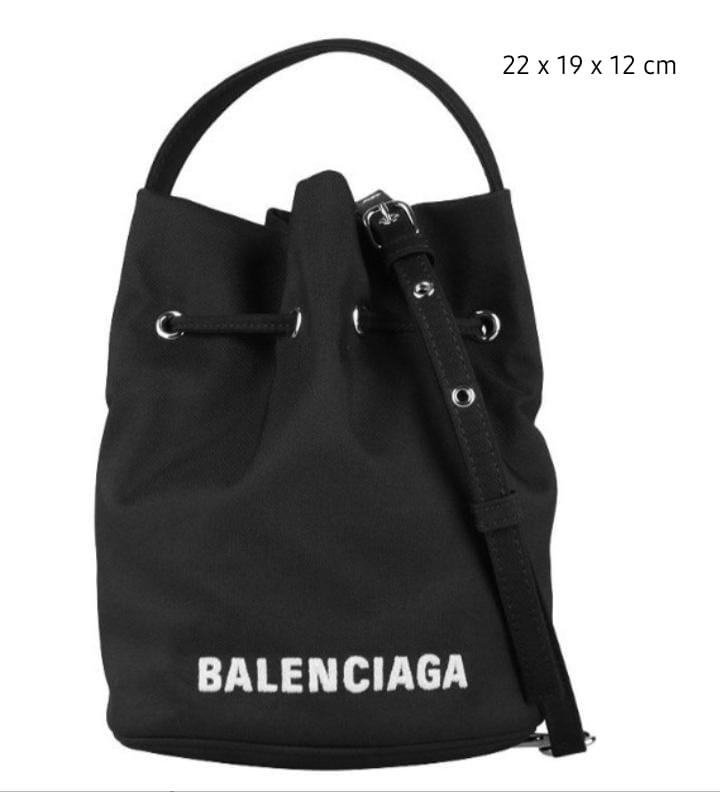 Balenciaga Wheel XS Drawstring Bucket Bag Black