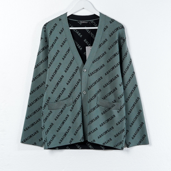 Balenciaga Cardigan BALENCIAGA ALL OVER TEXT BLACK GREY KNIT CARDIGAN 100% ORIGINAL