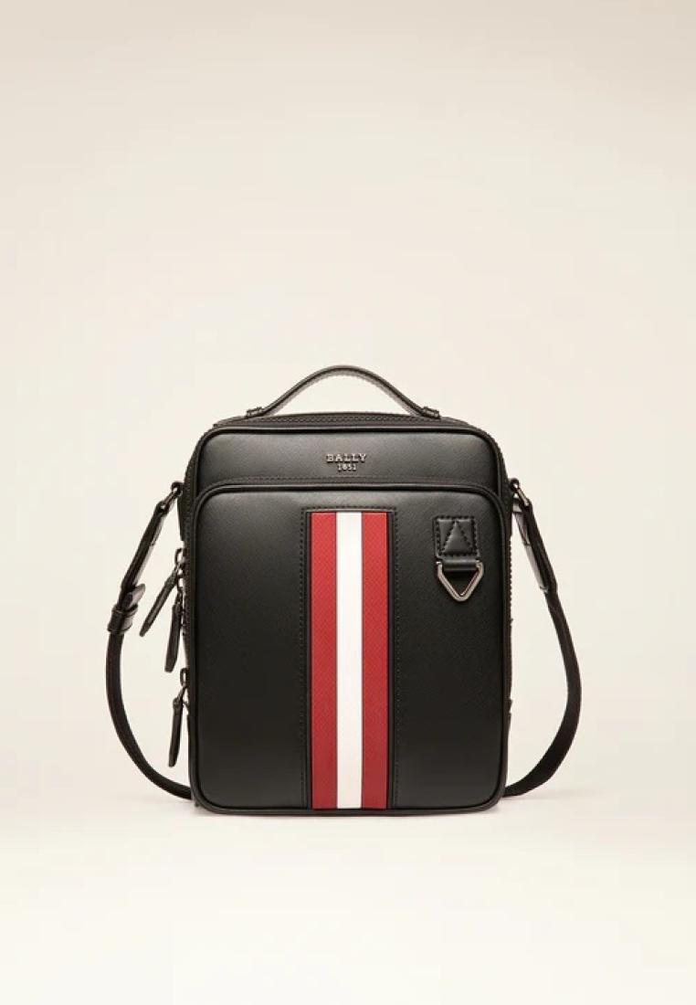 Bally Mackao Recycled Leather Cross-Body Bag In Black Red
