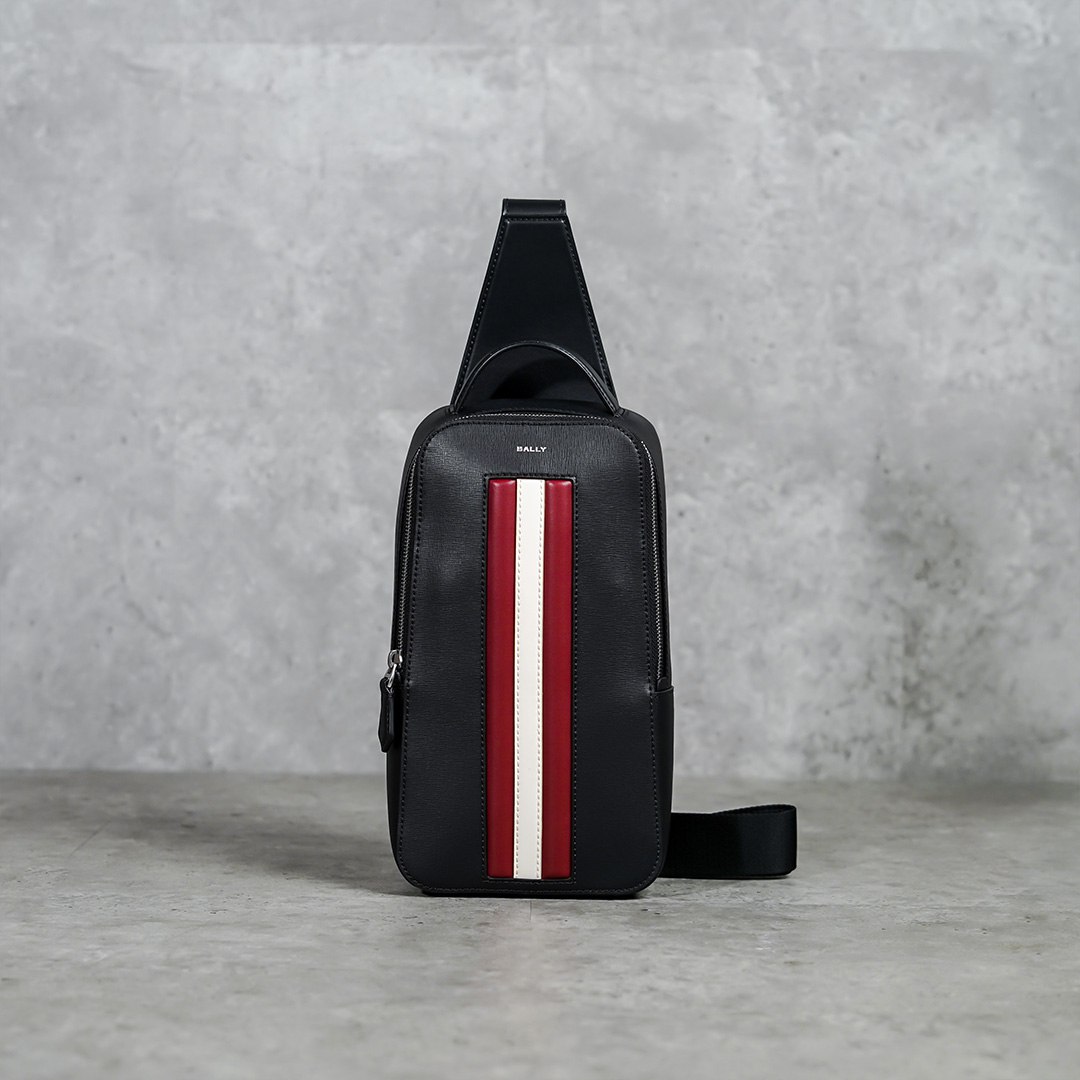 BALLY Tas BALLY MYTHOS STRIPE RED BLACK CROSS BODY BAG 100% ORIGINAL