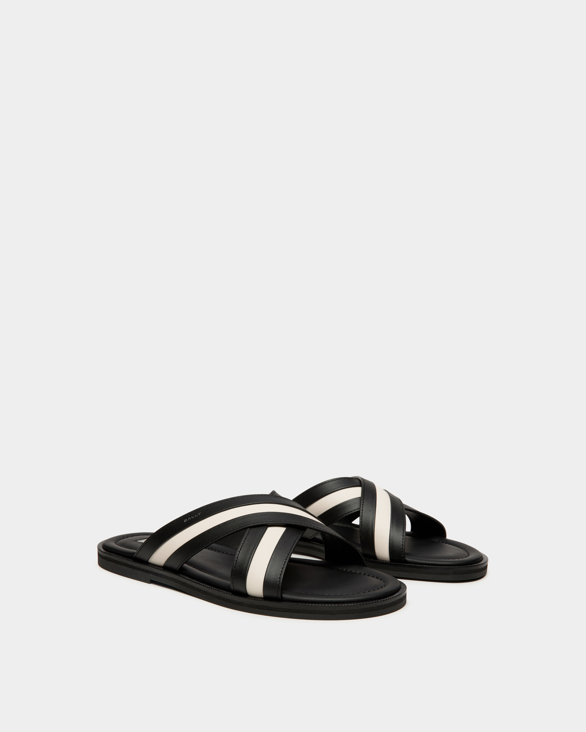 BALLY Glide Slip-on Sandal In Leather - Black And White