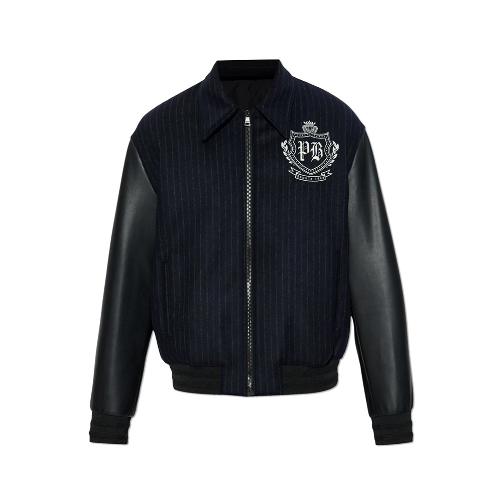 Balmain Zip-Up Panelled Bomber Jacket Black