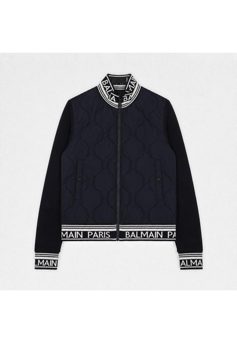 Balmain Jaket BALMAIN TEXT LINE BOTTOM PADDED NAVY ZIP JACKET 100% ORIGINAL