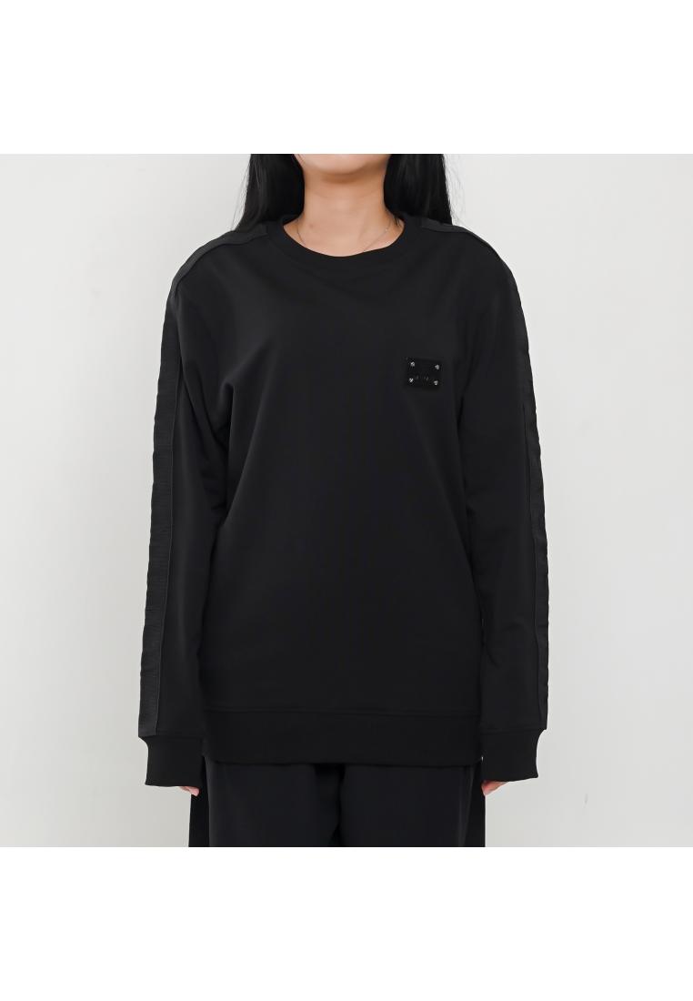 Balmain Sweater BALMAIN BAND TAPE TEXT SHOULDER BLACK SWEATSHIRT 100% ORIGINAL
