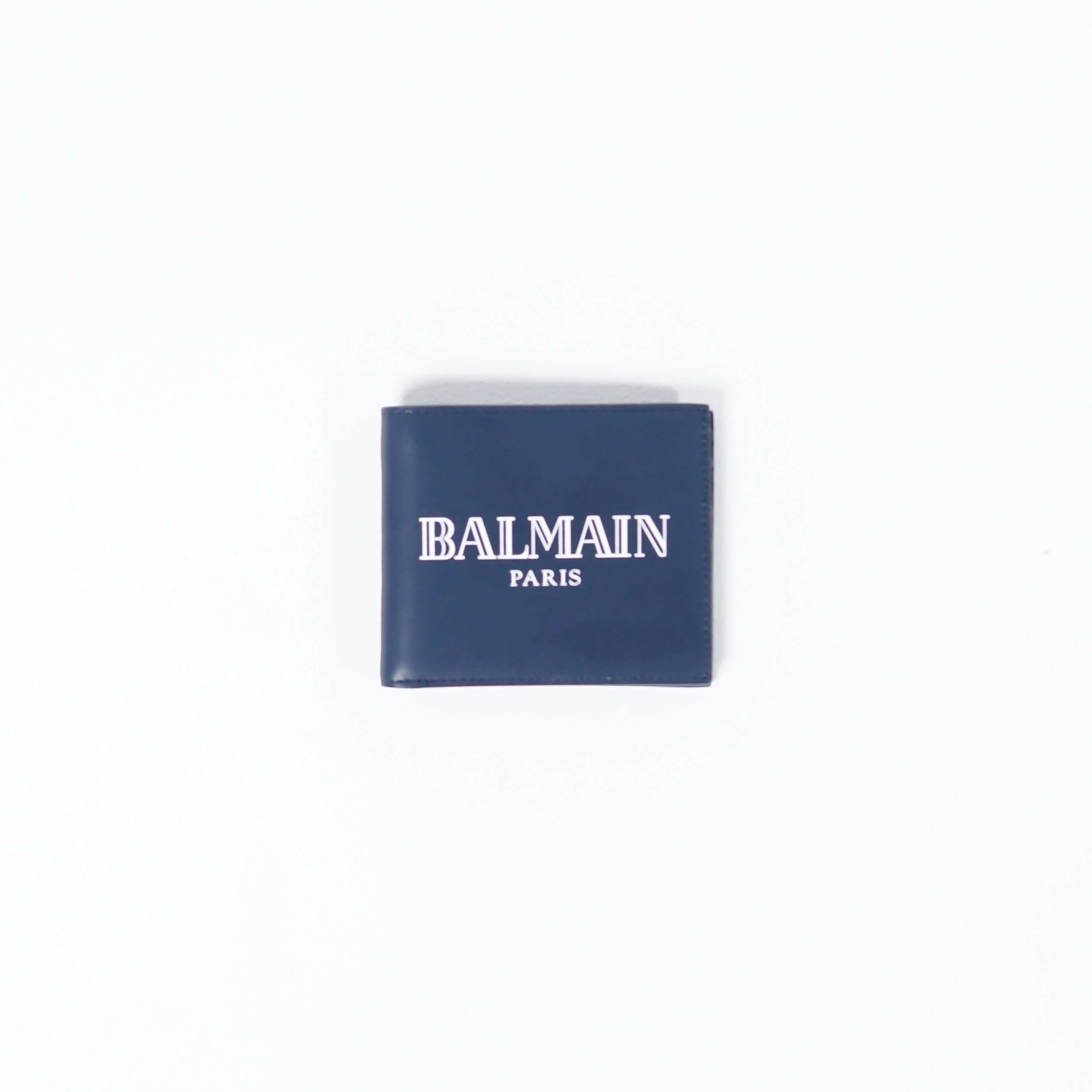 Balmain Dompet BALMAIN TEXT WHITE NAVY WALLET 100% ORIGINAL