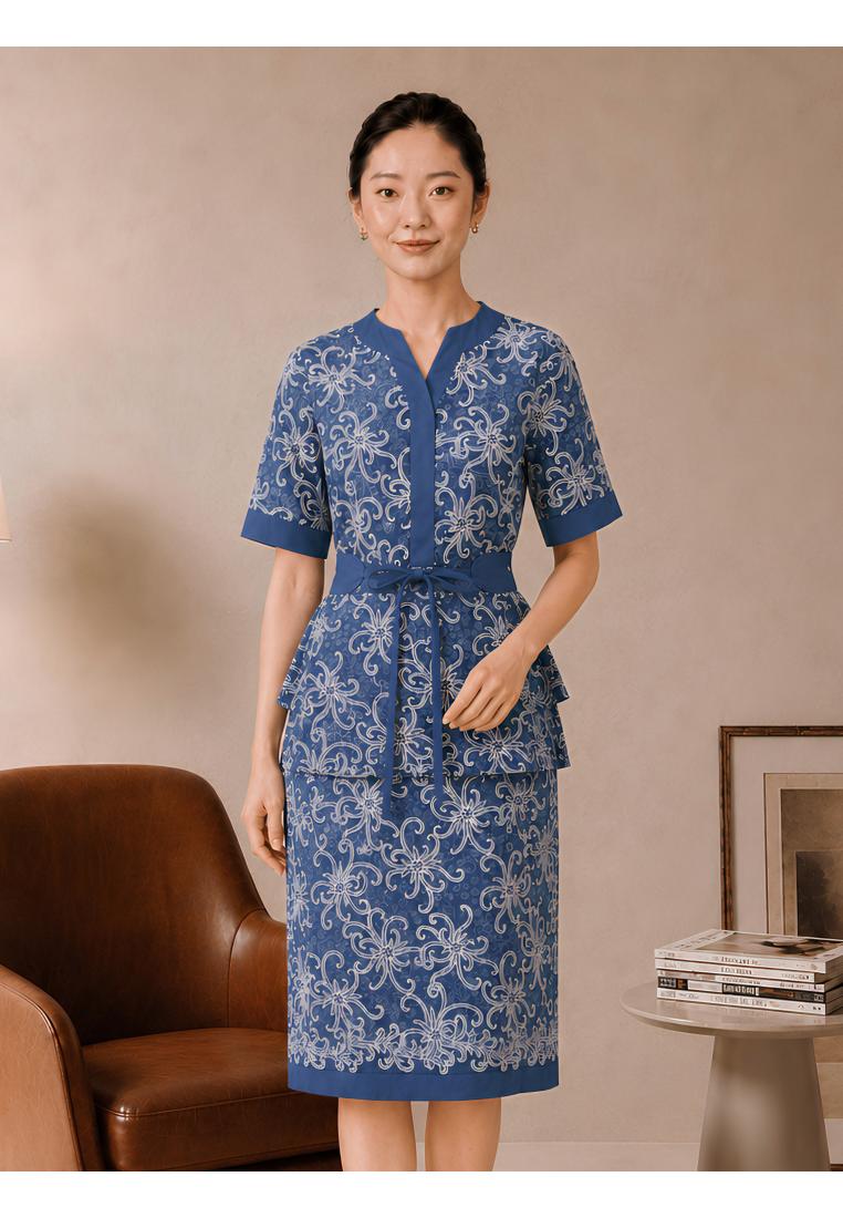 Batik Adyatma Adyatma Mahima Grey Dress Batik Wanita Katun Lengan Pendek