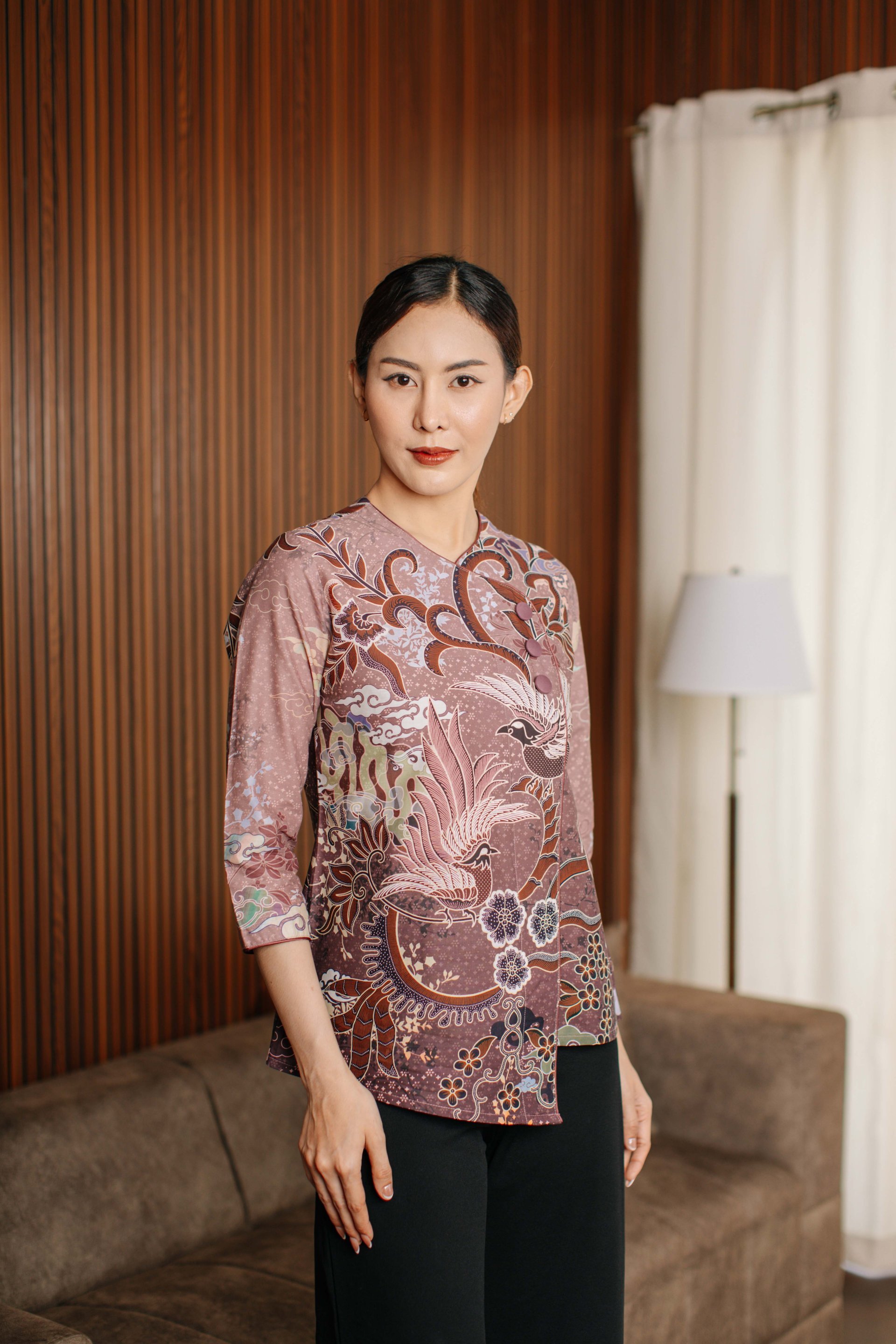 Batik Adyatma Namora Lilac Blouse Wanita  Digital Print
