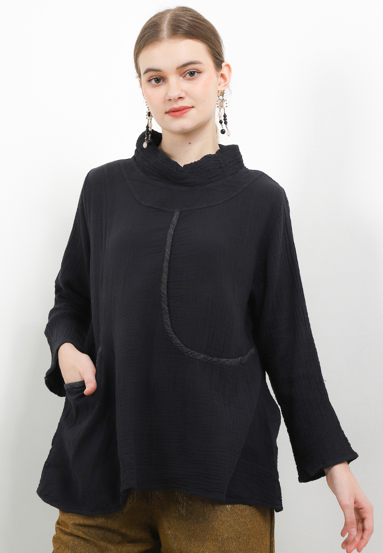 Batik First Blouse Loose A-Line 1RightPocket C&S Long/Sleeve