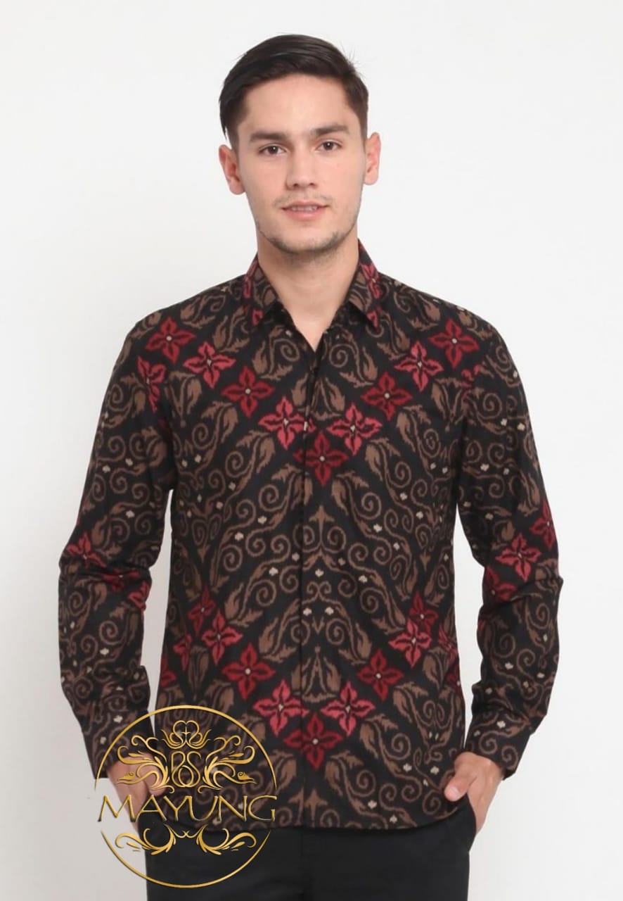Batik Mayung Songket Abang Kemeja Batik Pria Premium Slimfit Modern Lengan Panjang