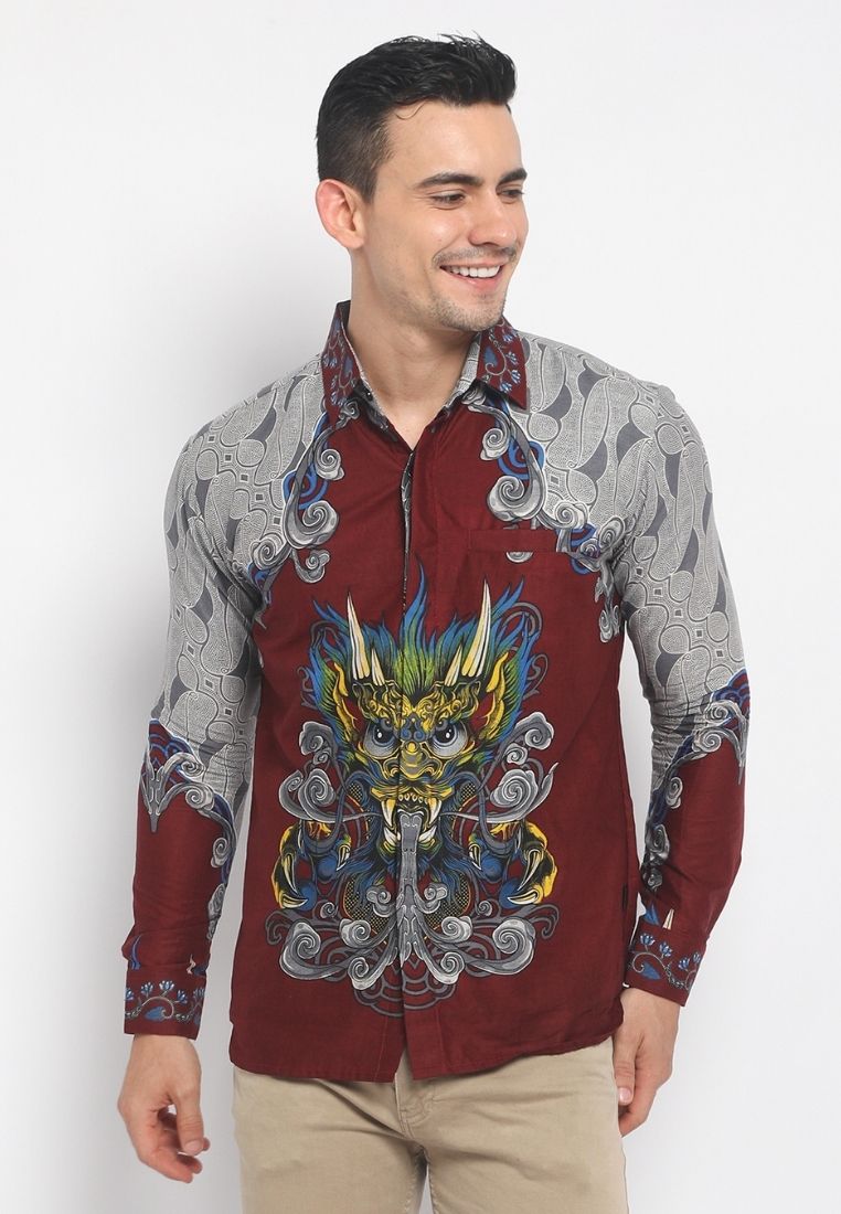 Batik Mayung Silver Barong Kemeja Batik Pria Premium Slimfit Modern Lengan Panjang