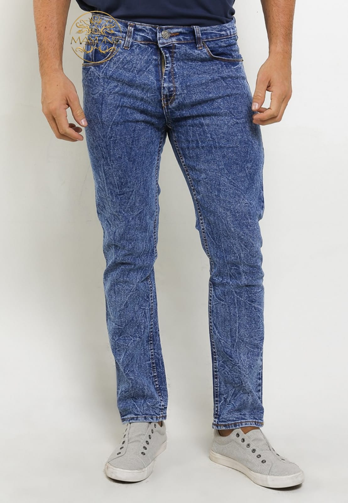Batik Mayung Celana Jeans Pensil Panjang Pria Denim Blue Abstrak Joe