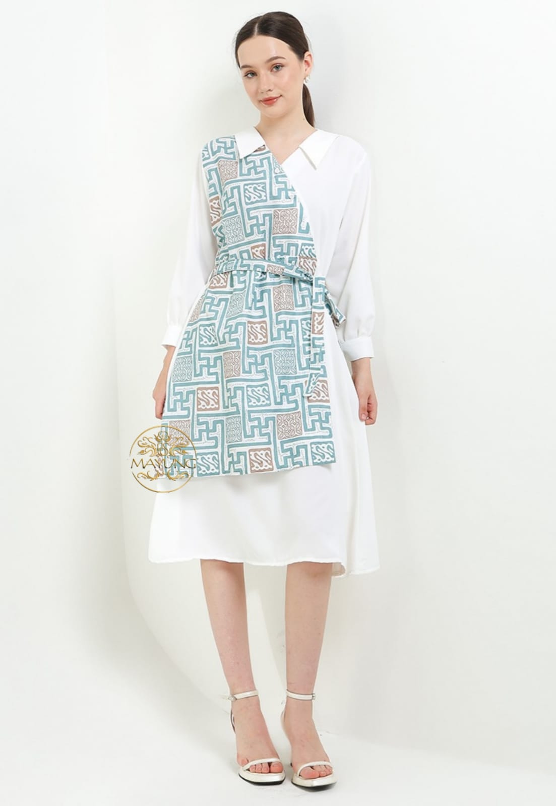 Batik Mayung Azalea Hexagon Tosca Dress Party Modern Premium