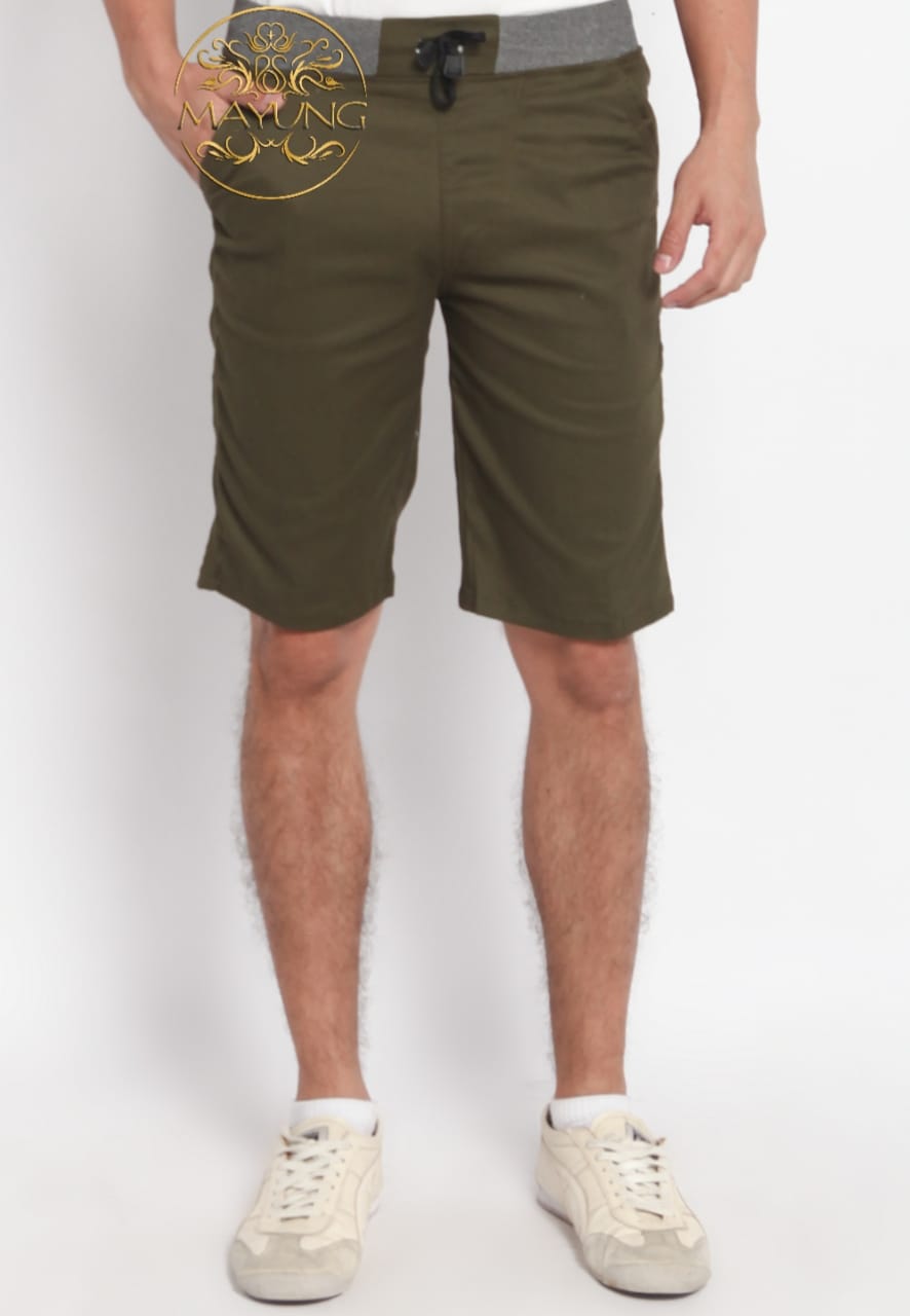 Batik Mayung Celana Chinos Pendek Premium Slimfit Hijau Army
