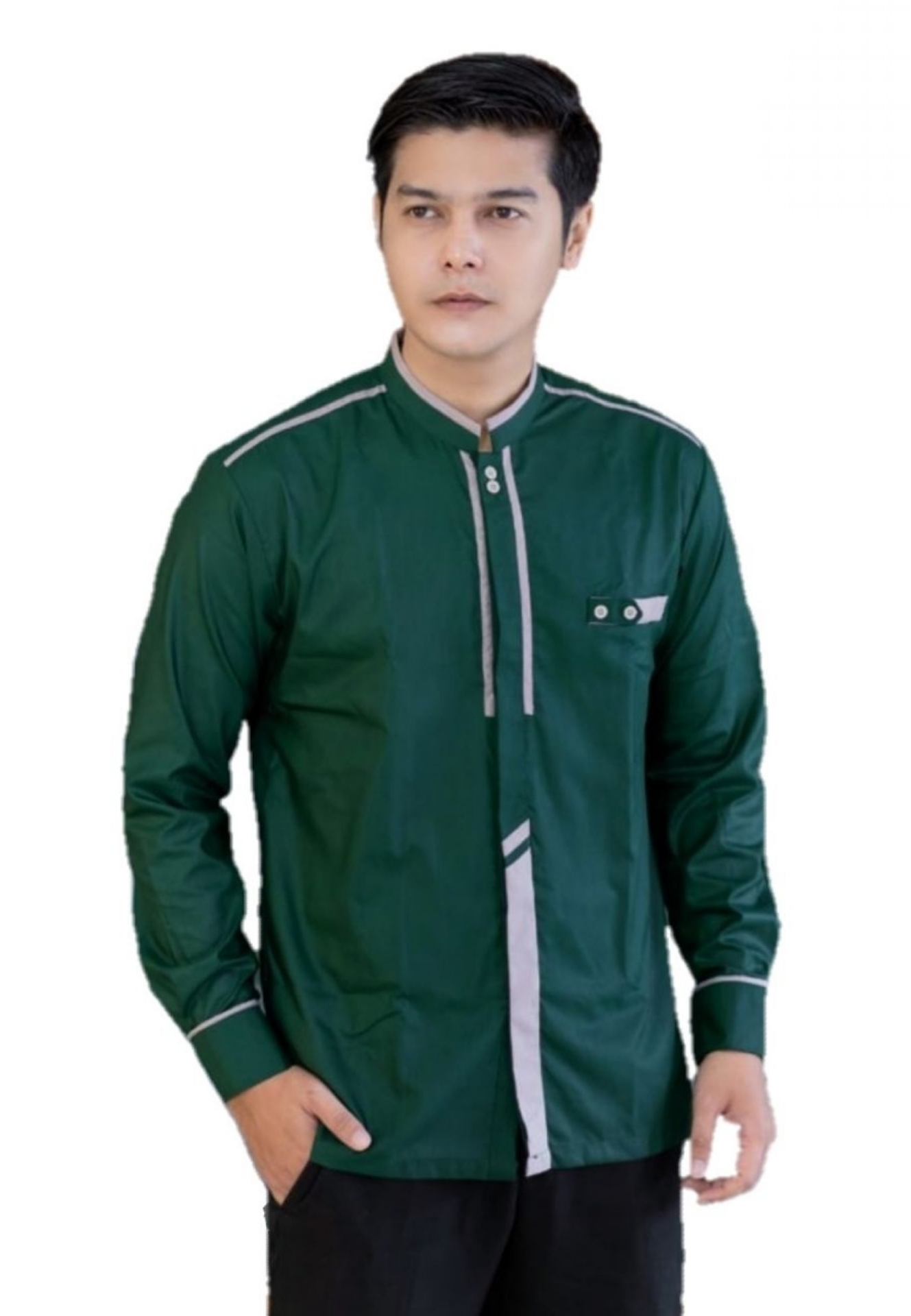 Batik Mayung Muttaqin Hijau Koko Kombinasi Exclusive Pria Casual Modern Lengan Panjang WAFA