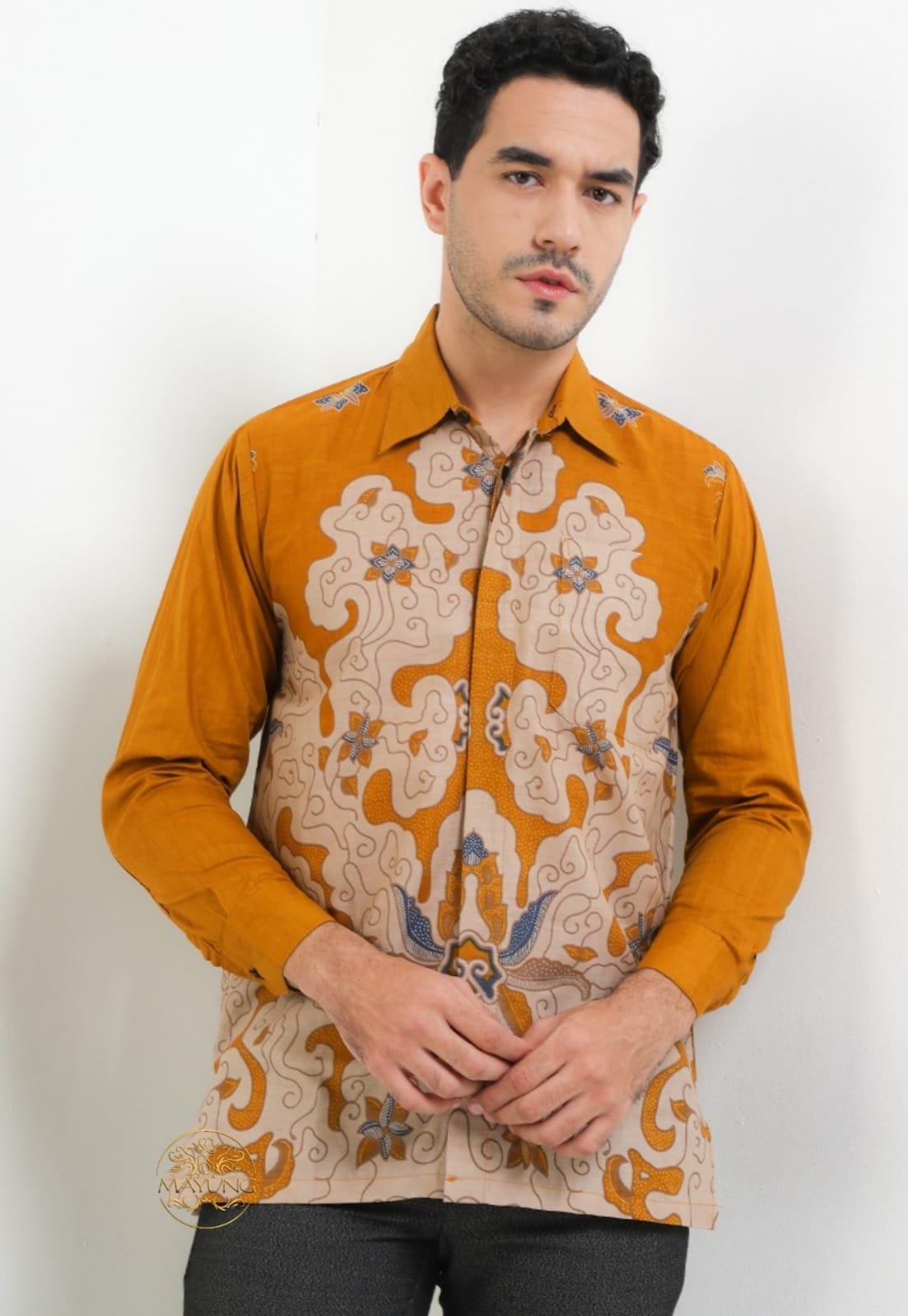 Batik Mayung Cendana Kuning Kemeja Batik Pria Premium Lengan Panjang NLN