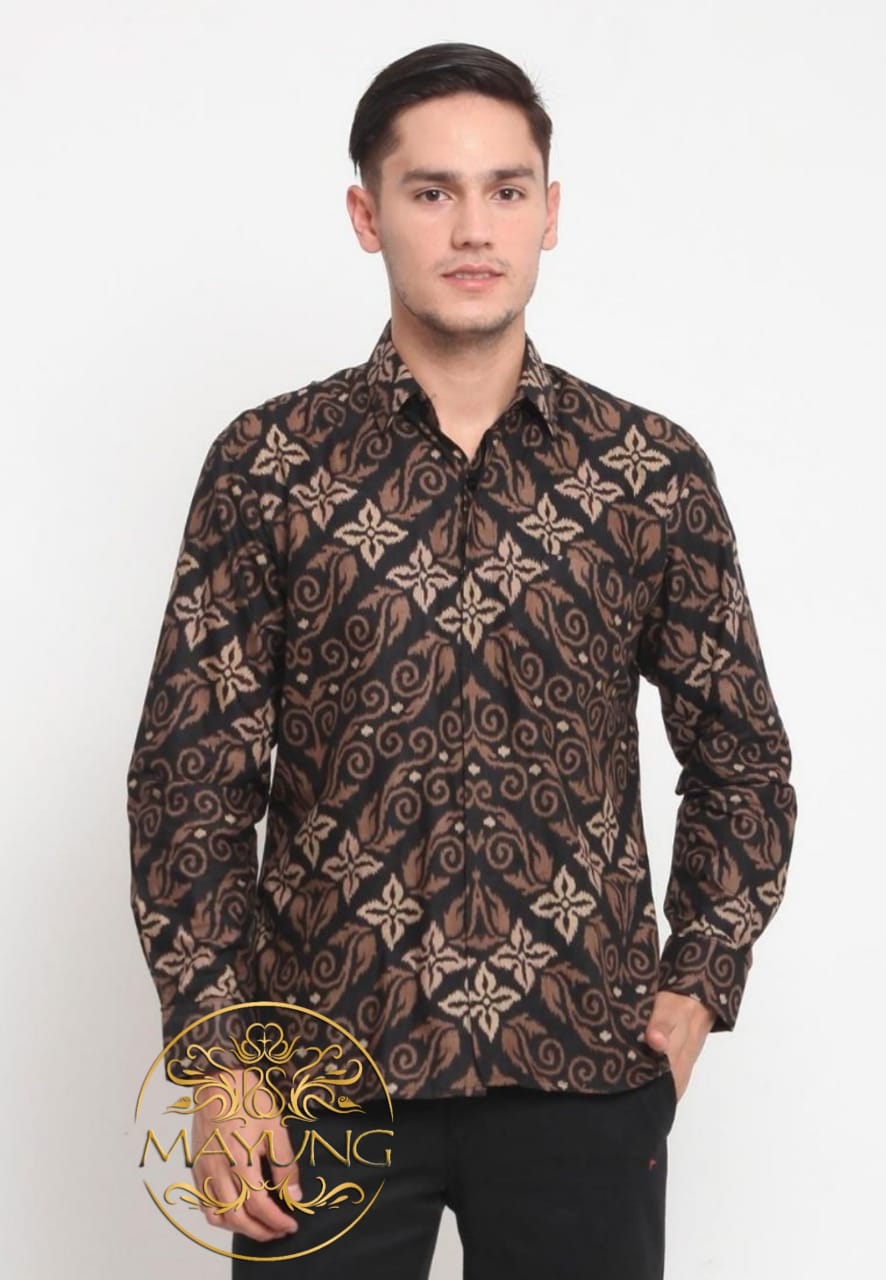 Batik Mayung Songket Abu Kemeja Batik Pria Premium Slimfit Modern Lengan Panjang