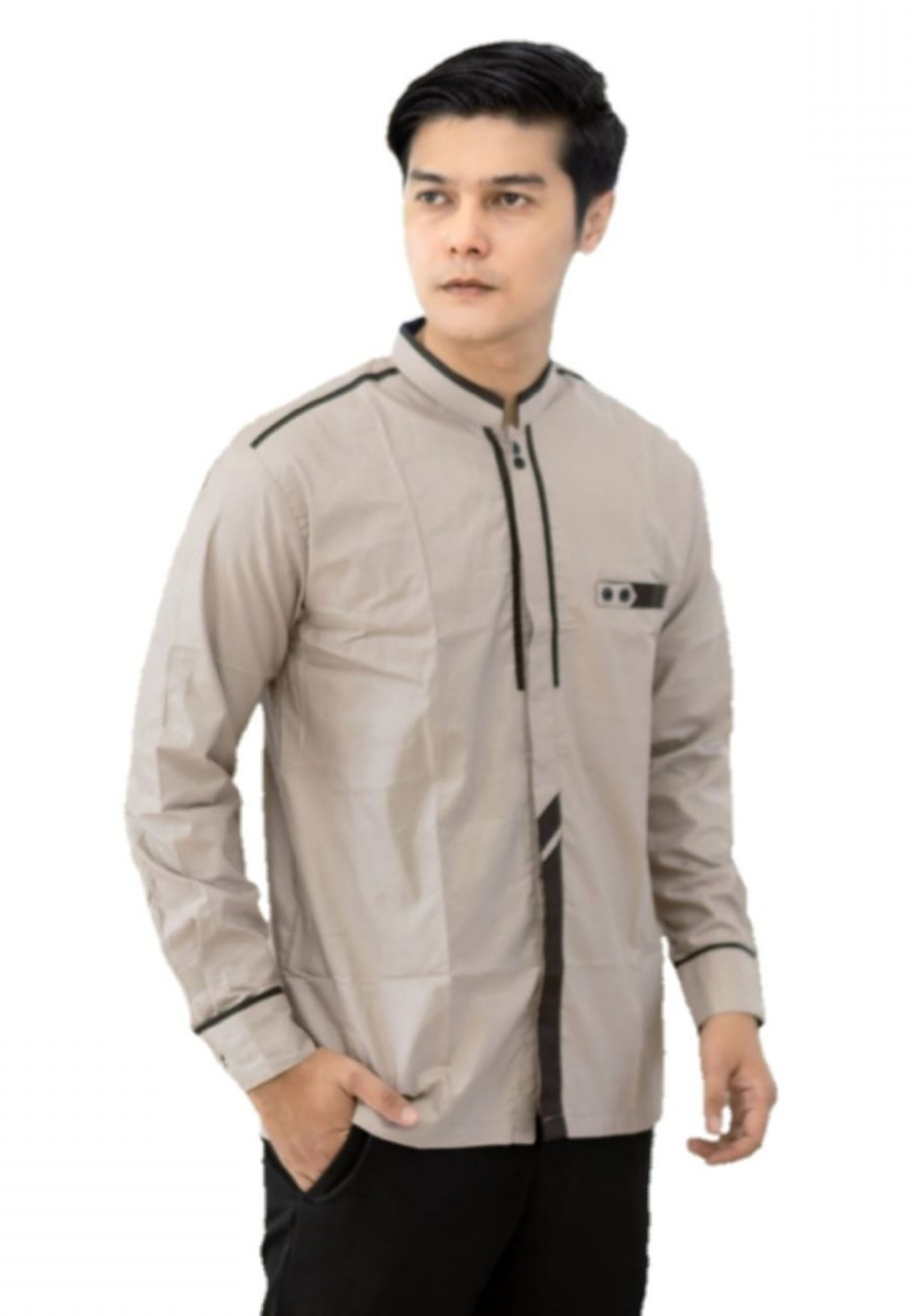 Batik Mayung Muttaqin Coklat Koko Kombinasi Exclusive Pria Casual Modern Lengan Panjang WAFA