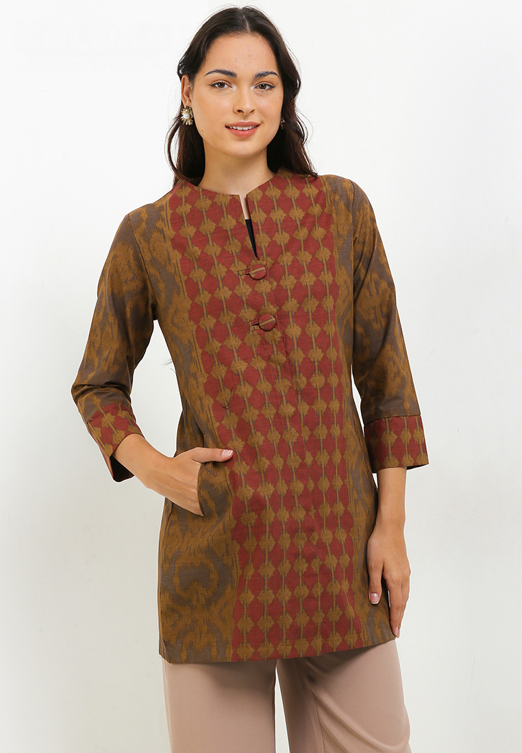 BATIK TALENTA EXCLUSIVE batik wanita blous TENUN MAROON SM