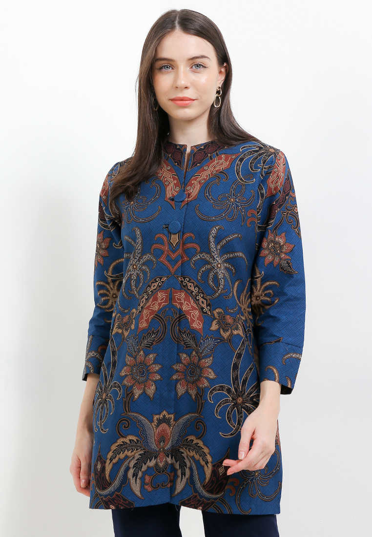 Batik Talenta Exclusive Batik Wanita Blous Panah Blue