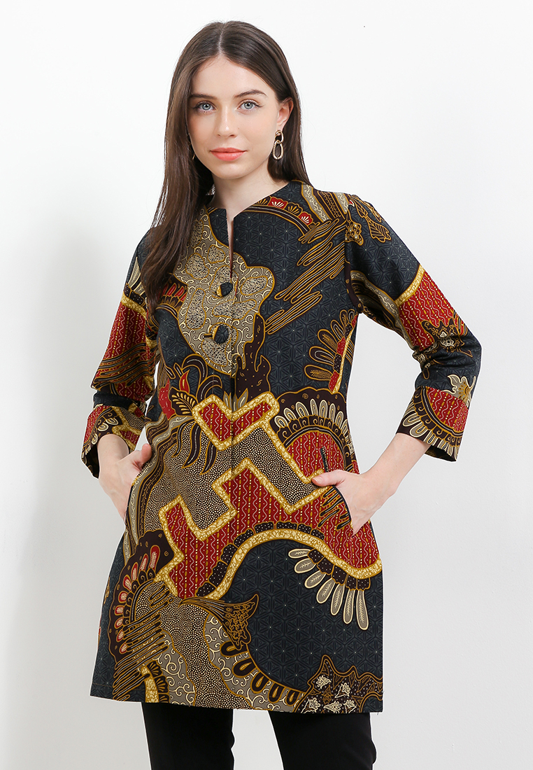 Batik Talenta Exclusive Batik Wanita Blous Centang Biru