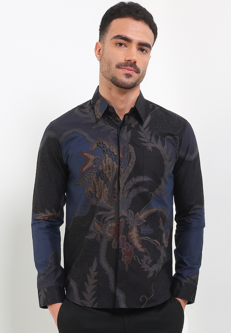 BATIK TALENTA EXCLUSIVE Lengan PANJANG slimfit kembang Abadi BLUE