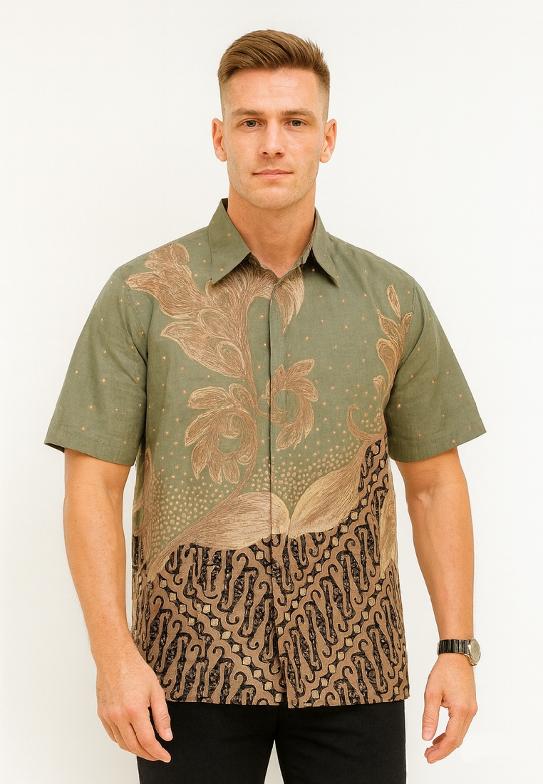 Batik Tibodunyo Anggrek Kemeja Batik Exclusive Premium Pria Casual Modern Lengan Pendek