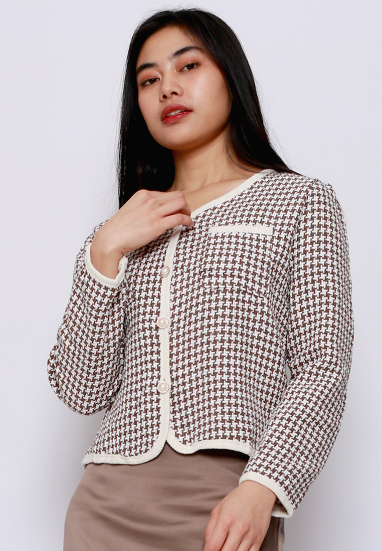 Beyounique Tweed Jacket Brown