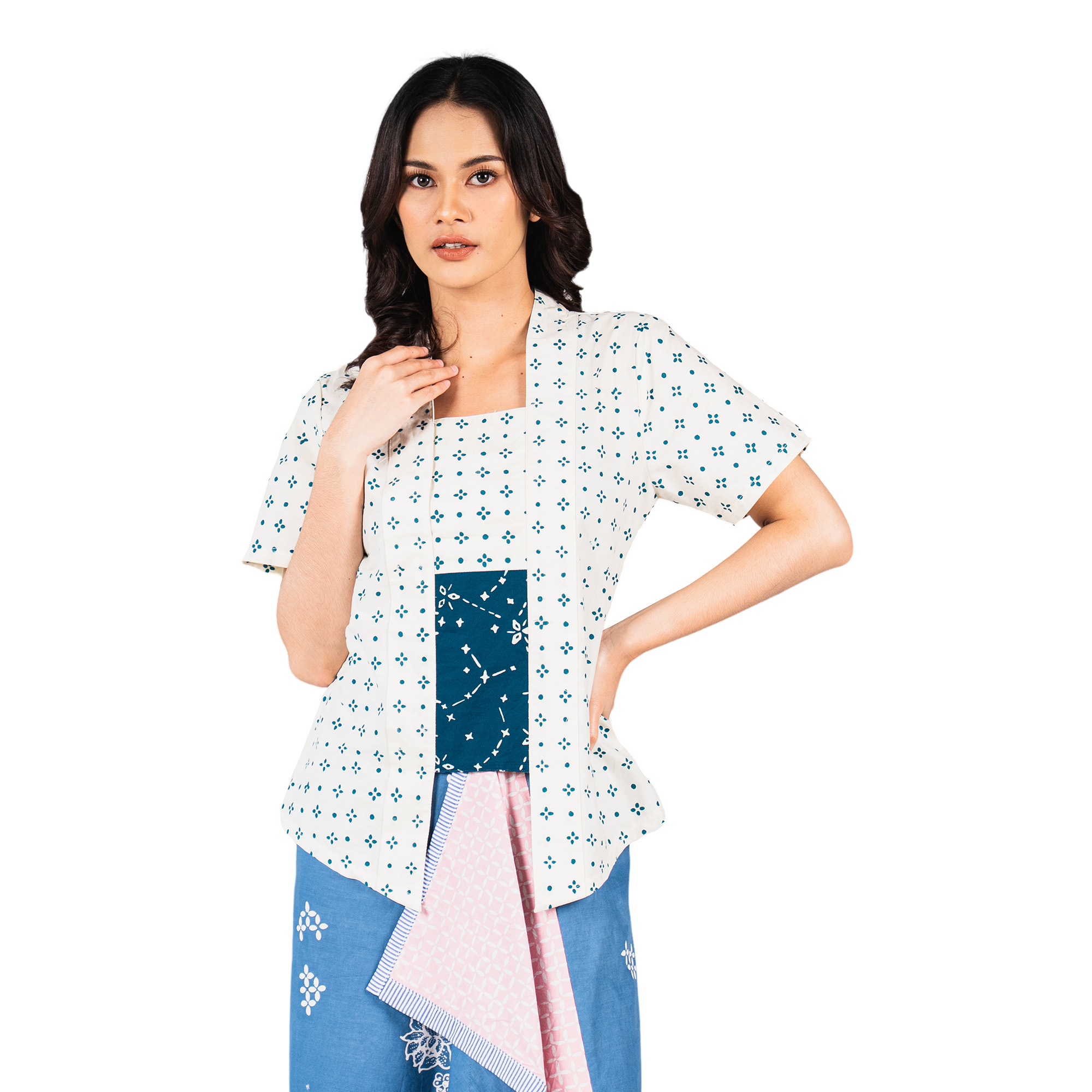 bhatara batik Blouse Batik Wanita - Bhatara Batik Cerita - Atasan Batik Modern Lengan Pendek