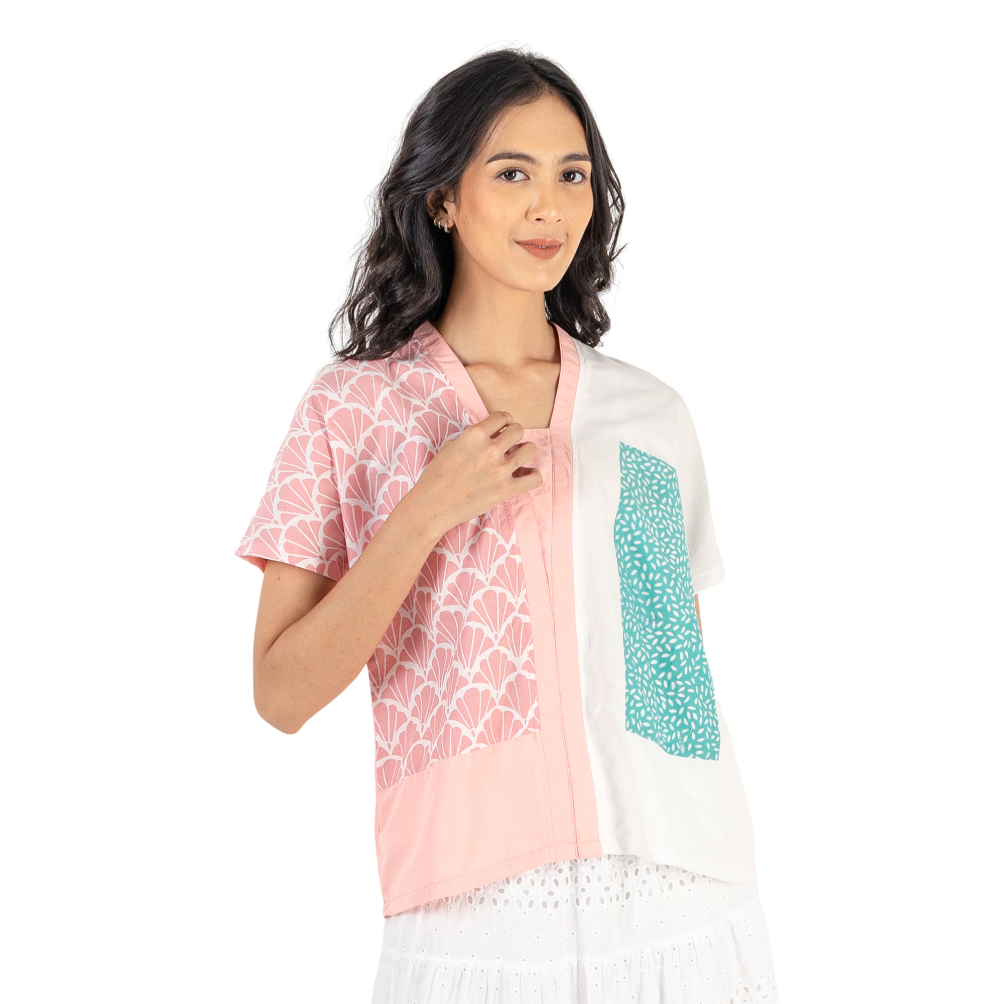 bhatara batik Blouse Batik Wanita - Bhatara Batik Ria - Atasan Batik Modern Lengan Pendek