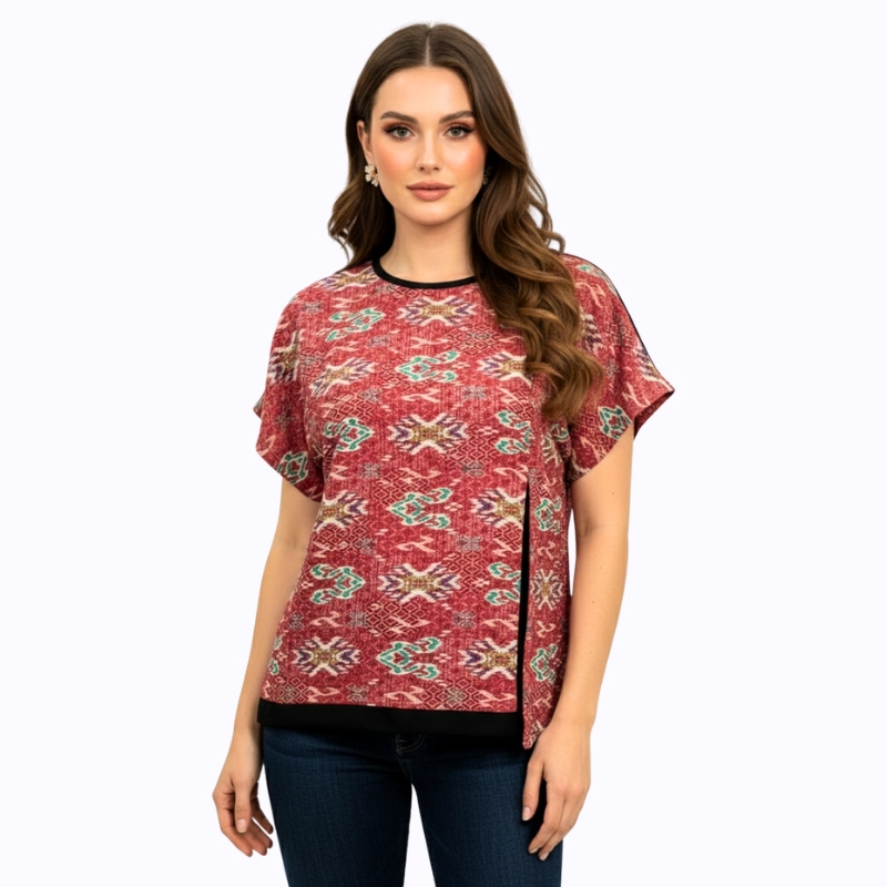 bhatara batik Blouse Batik Wanita - Atasan Batik - Bhatara Batik Laetitia - Baju Batik Modern Lengan