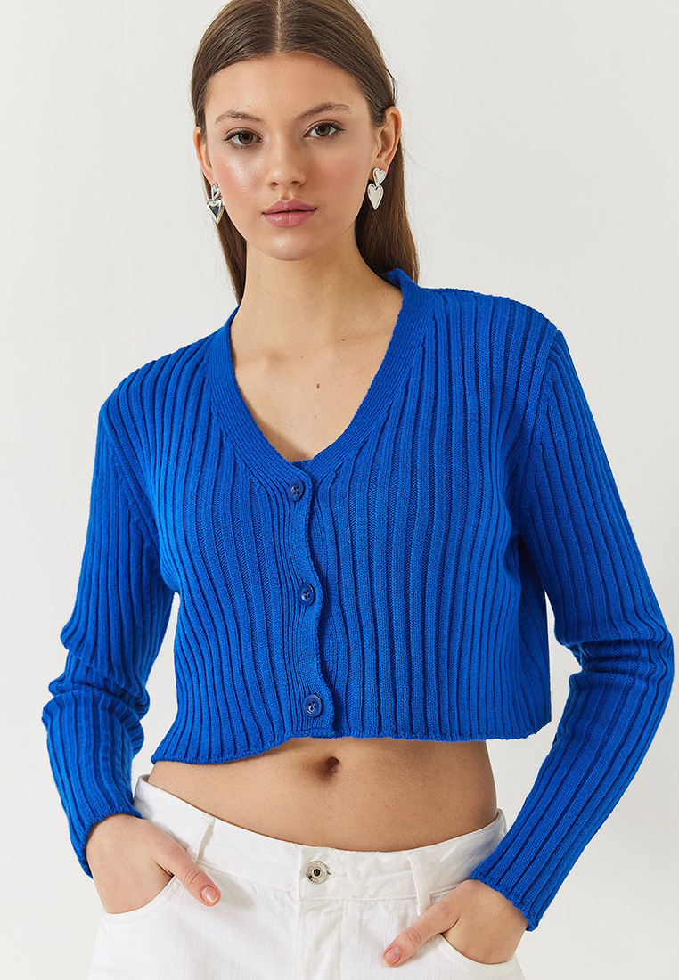 Bianco Lucci Women's Cardigan Crop Tank Top Double Knitwear Set