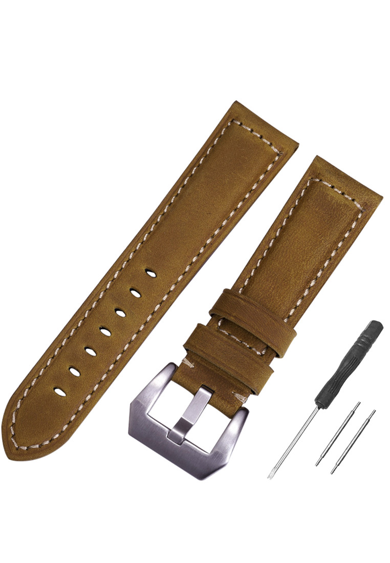 Biden Watch Tali Jam Watch Strap Tali Kulit Pria Buram Leather Strap 22mm Jam Tangan Kulit cokelat