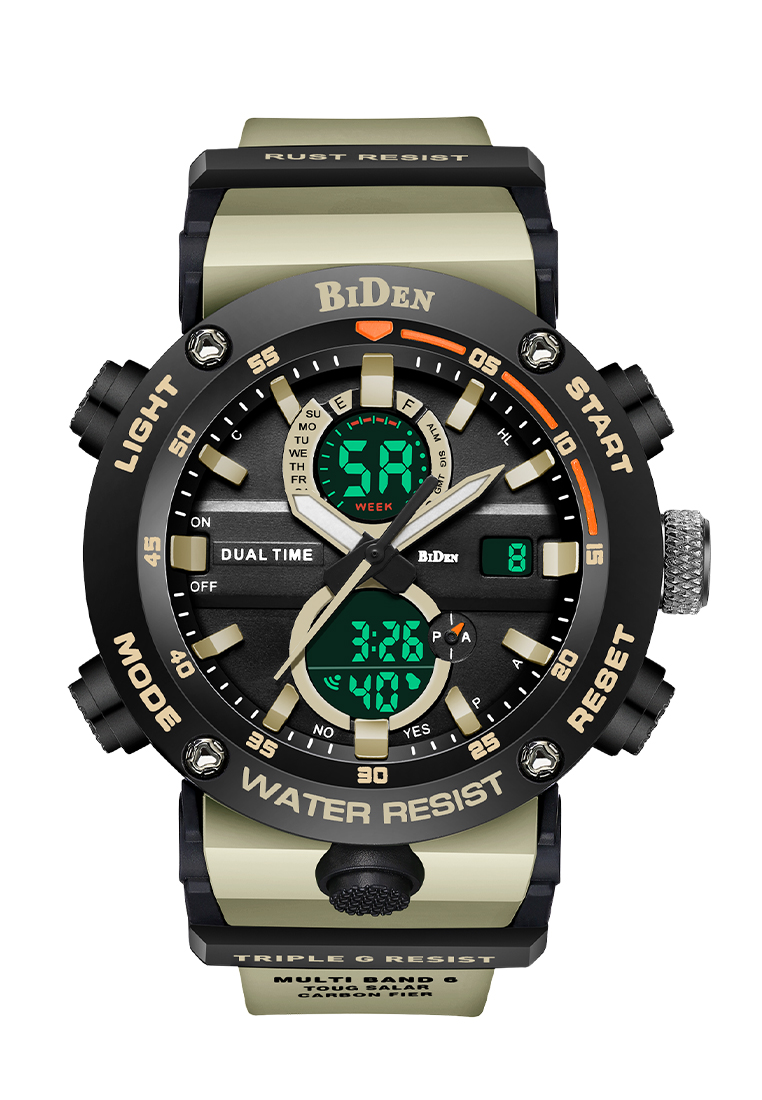 Biden Watch Jam Tangan Pria Original Analog&Digital Multifungsi Militer Jam Tangan Cowok Khaki