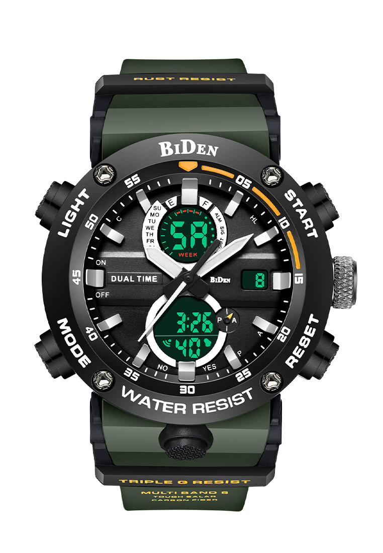 Biden Watch Jam Tangan Pria Original Analog&Digital Multifungsi Militer Jam Tangan Cowok Hijau