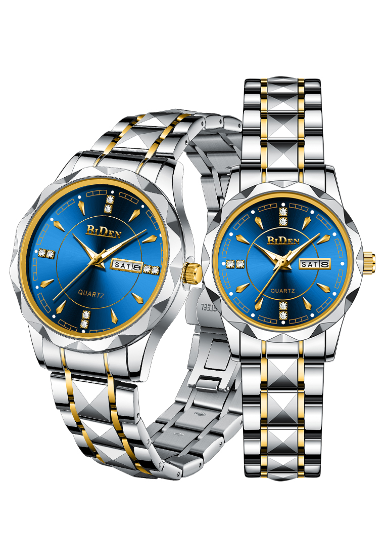 Biden Watch Jam Tangan Couple Pasangan Anti Air Original Kalender Bercahaya Luminous Stainless Steel