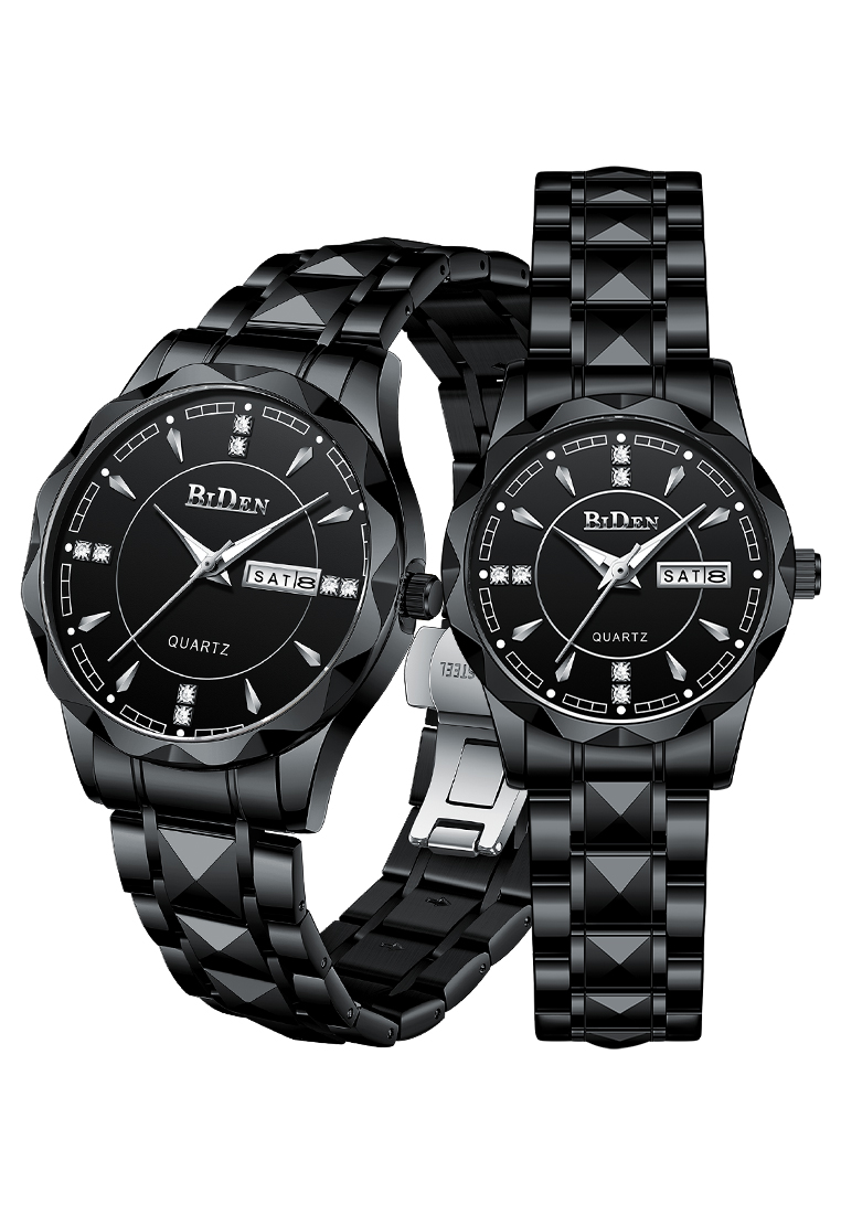 Biden Watch Jam Tangan Couple Pasangan Anti Air Original Kalender Bercahaya Luminous Stainless Steel