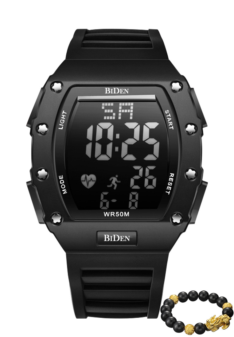 Biden Watch Jam Tangan Pria Digital Olahraga Multifungsi Tali silikon Anti Air Jam LED
