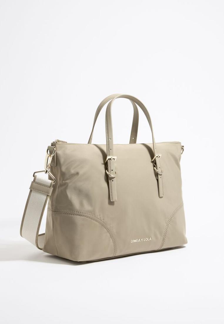 Bimba Y Lola L Light Khaki Nylon Shopper Bag