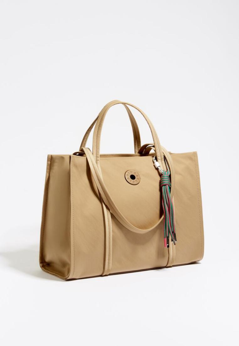 Bimba Y Lola L Tan Nylon Shopper Bag