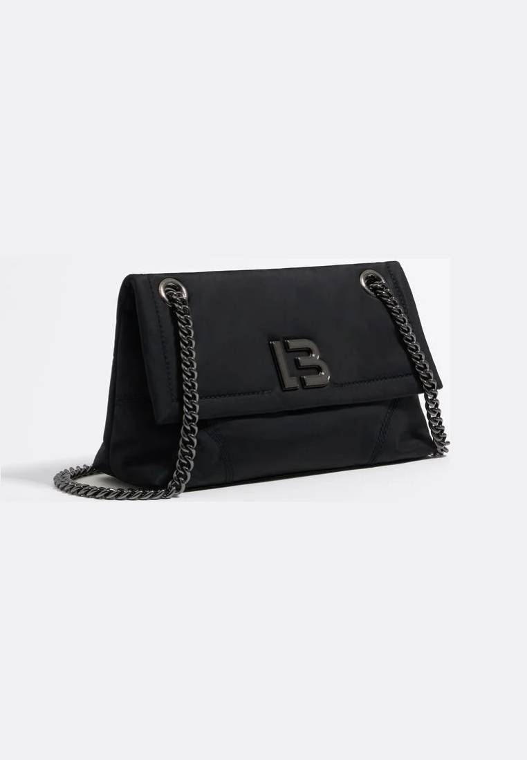 Bimba Y Lola M Black Nylon Flap Bag