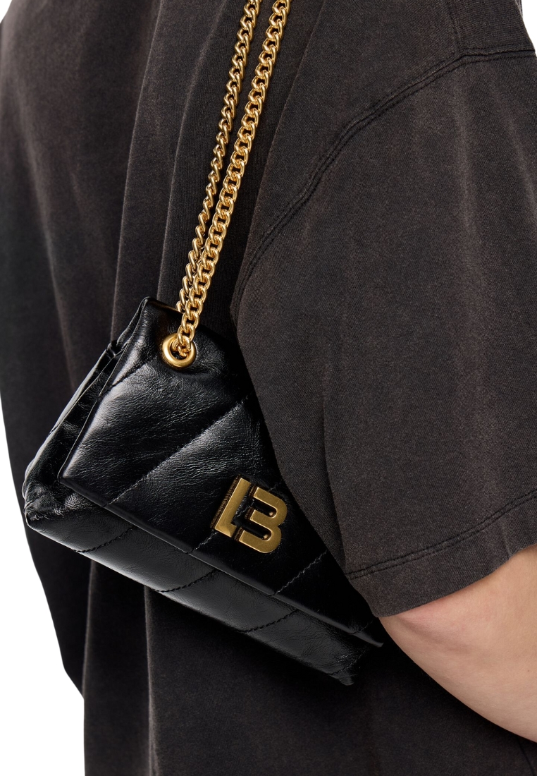 Bimba Y Lola Small Black Leather Bag Flap