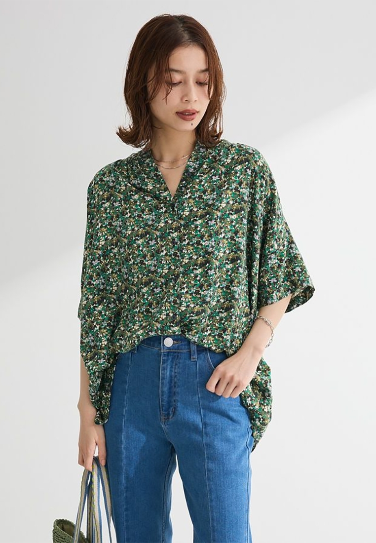 Bobo Tokyo Green Parks - Ume Pattern Blouse
