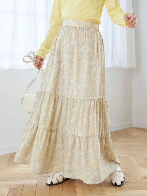 Bobo Tokyo Rok Wanita - Earth, Music & Ecology - Jalessa Two Tiered Print Skirt Beige